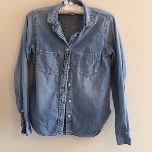 J. Crew Lightly Distressed Chambray Buttondown!